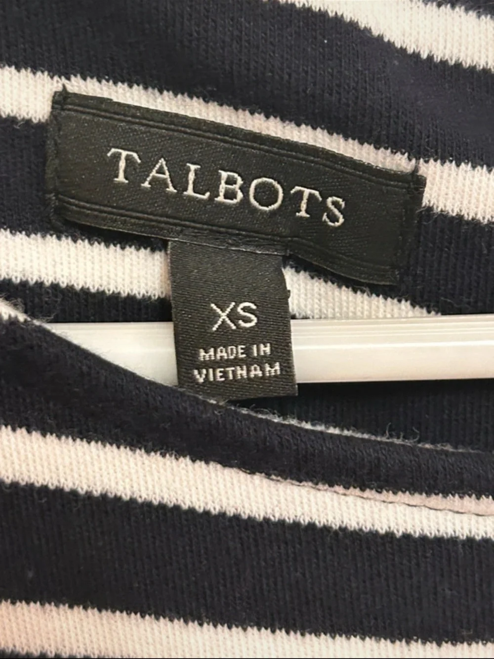 Talbots Black and White Striped Midi Dress
